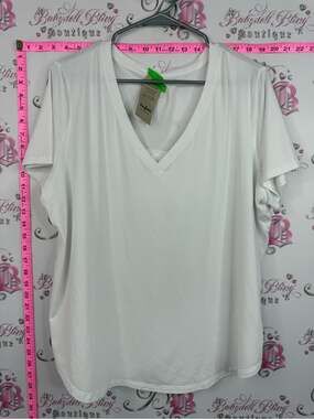 Hyba T-shirt Women's White V-Neck Short Sleeve Tee